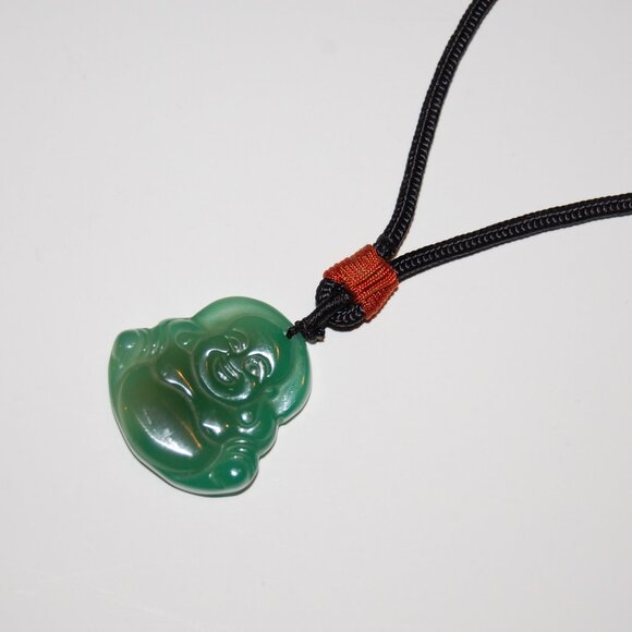 Jade Necklace,Jade Buddha Pendant Cord Necklace,Good Luck Necklace - Picture 2 of 4